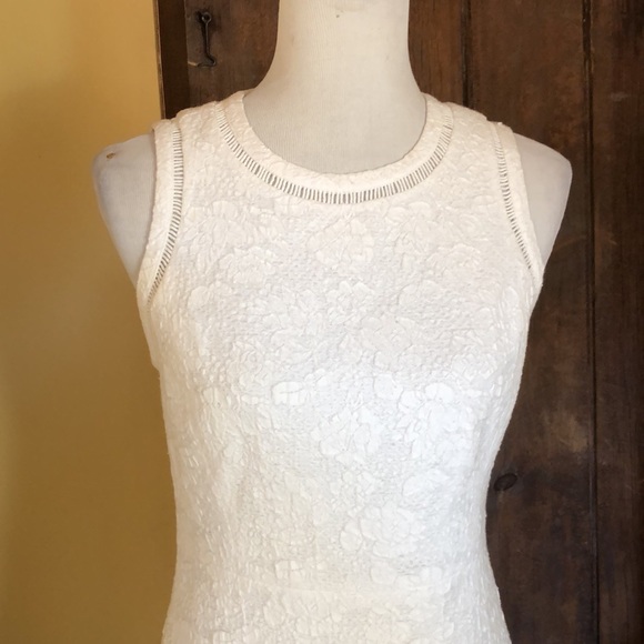 REBECCA TAYLOR Size 6 White Tankdress Textured Brocade Floral cocktail $475 NEW - Picture 8 of 17